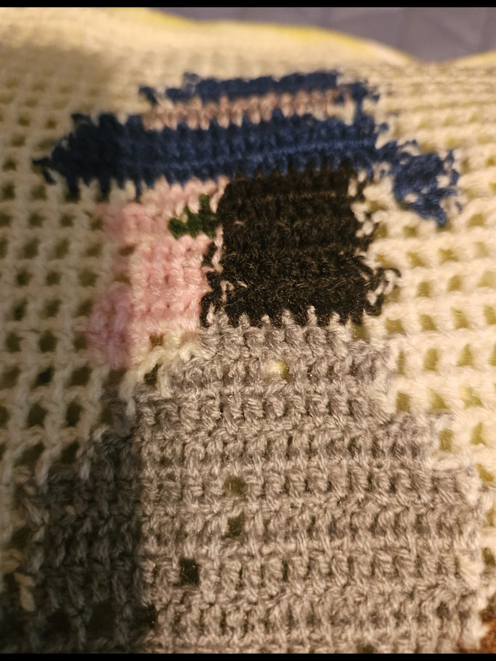 Yellow and Light Blue Hand-Crocheted Horseman and Dog Accent Pillow Covers